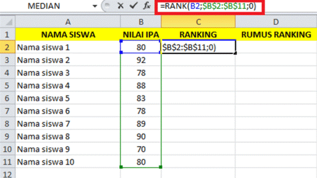 Rumus RANK